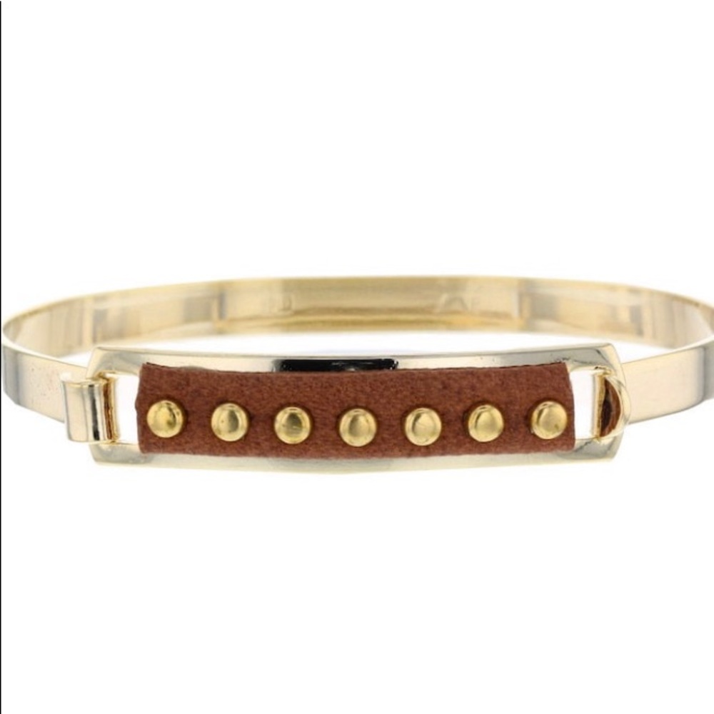 a.v. Max NWOT gold leather ID bracelet, new without tags